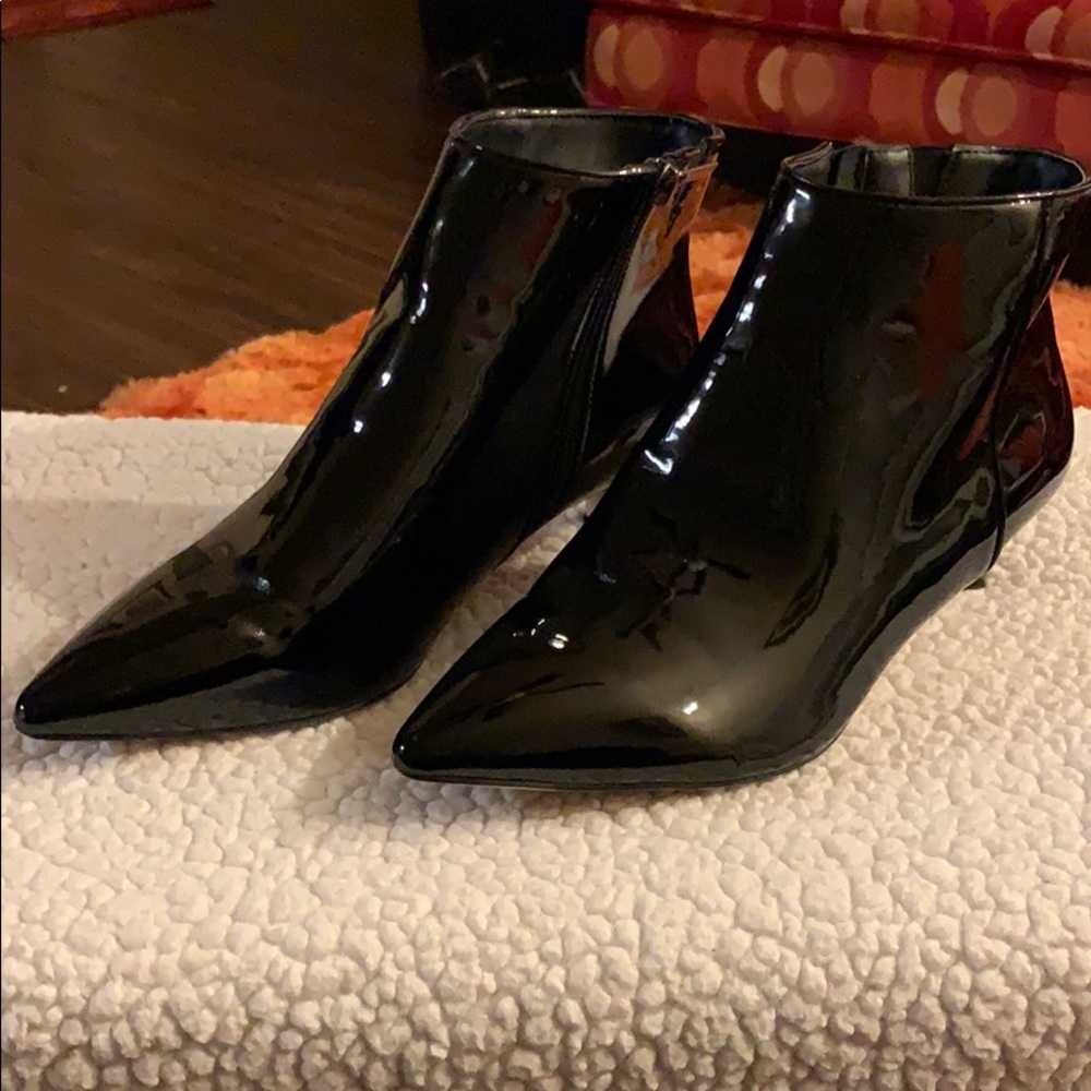 Black Patent Leather Ankle Boots